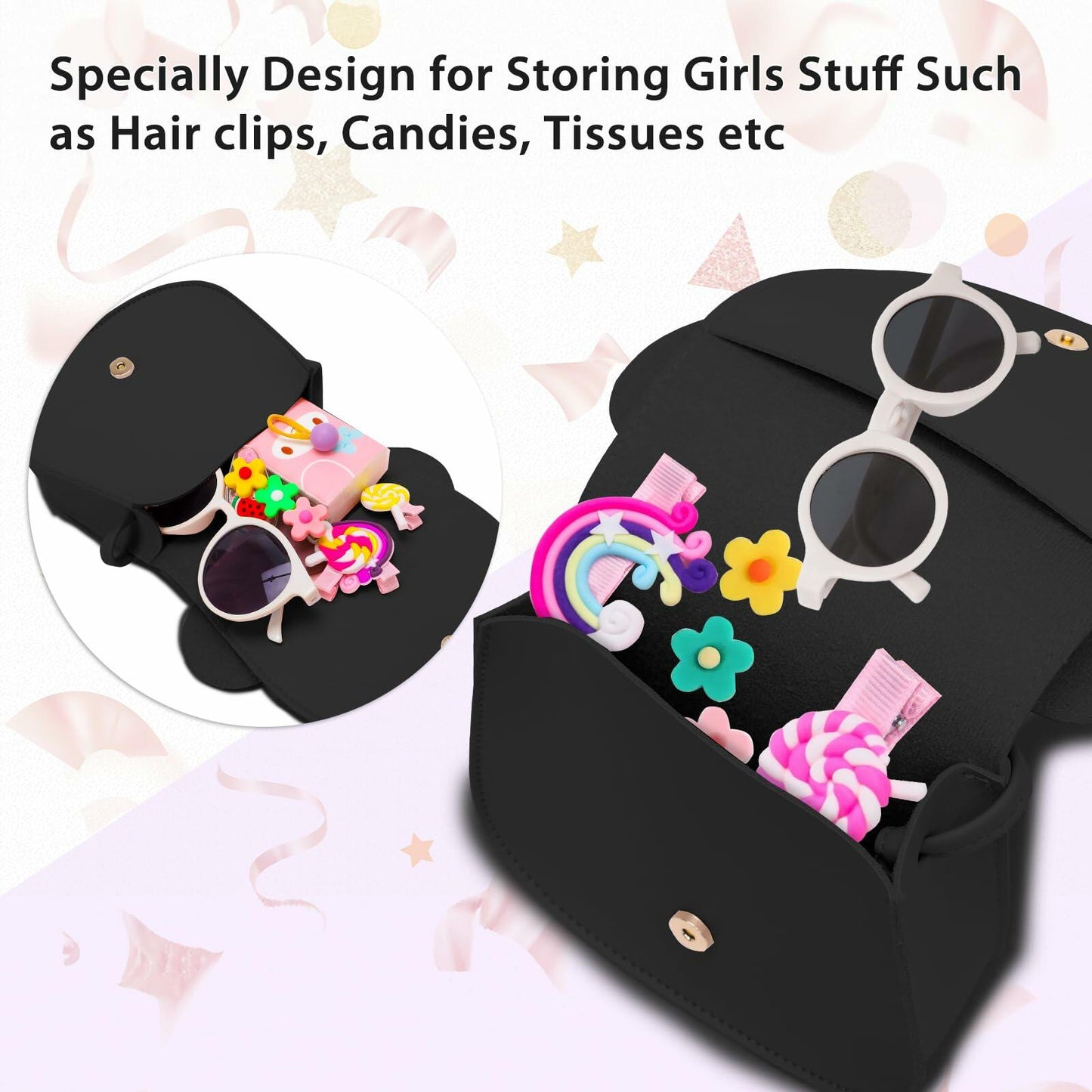 OYLOLA Toddler Girls Initial Purse Black Ages 3-8 Birthday Gift