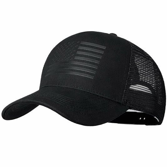 QYJ American Flag 3D Embossed Trucker Hat Mesh Snapback Adjustable