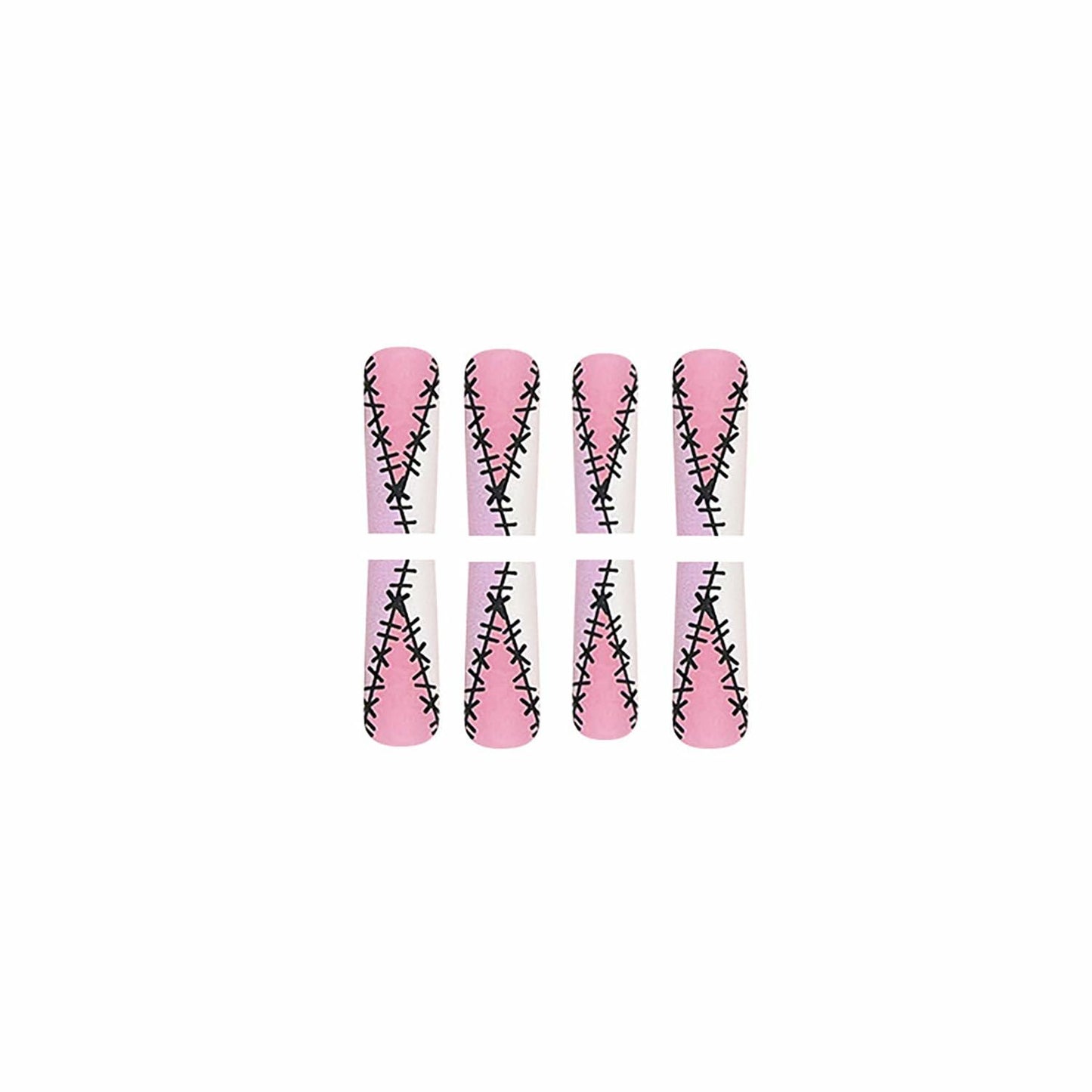 RIICFDD Halloween Fake Nails 24 Pcs Coffin Pink French Tip Ghost Designs