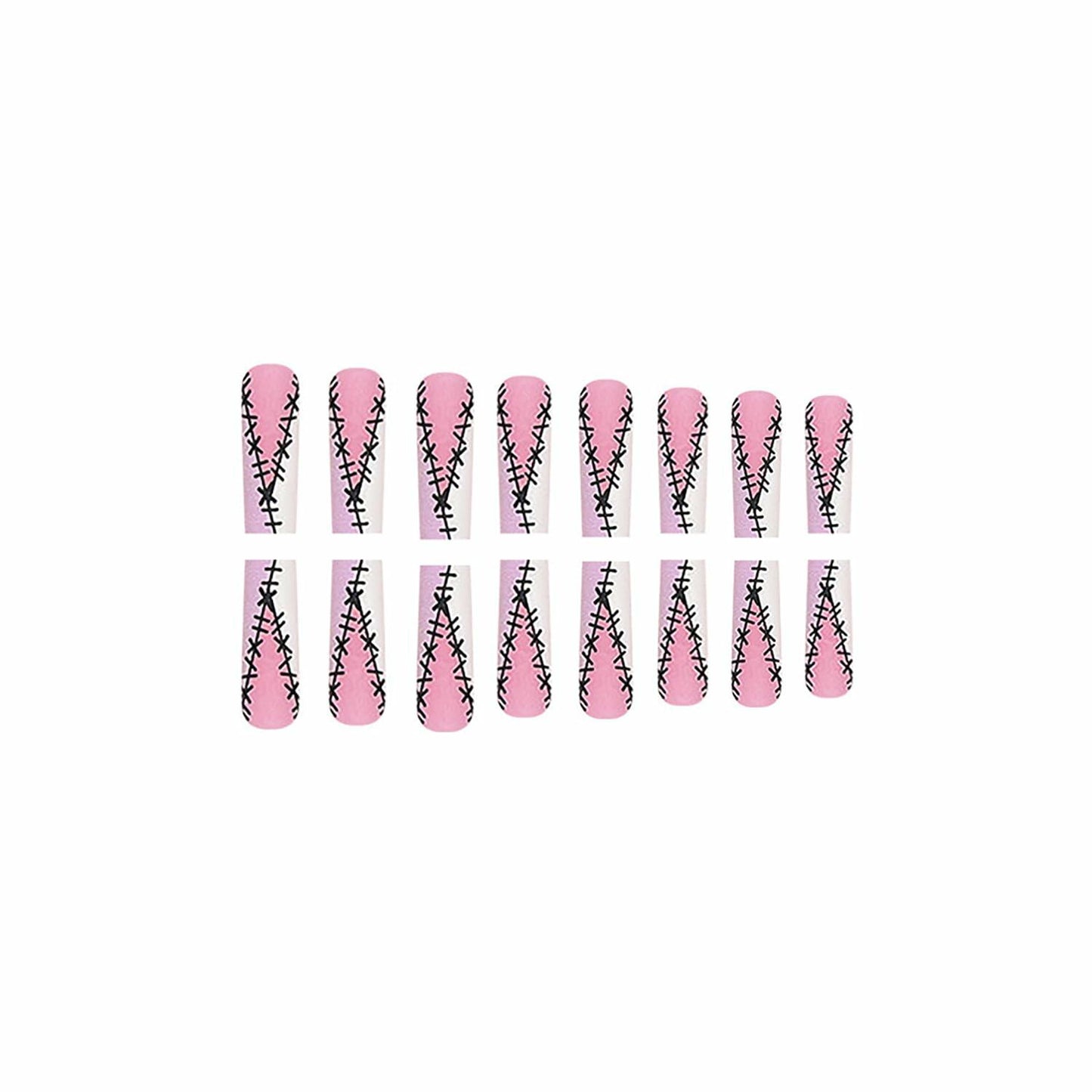 RIICFDD Halloween Fake Nails 24 Pcs Coffin Pink French Tip Ghost Designs