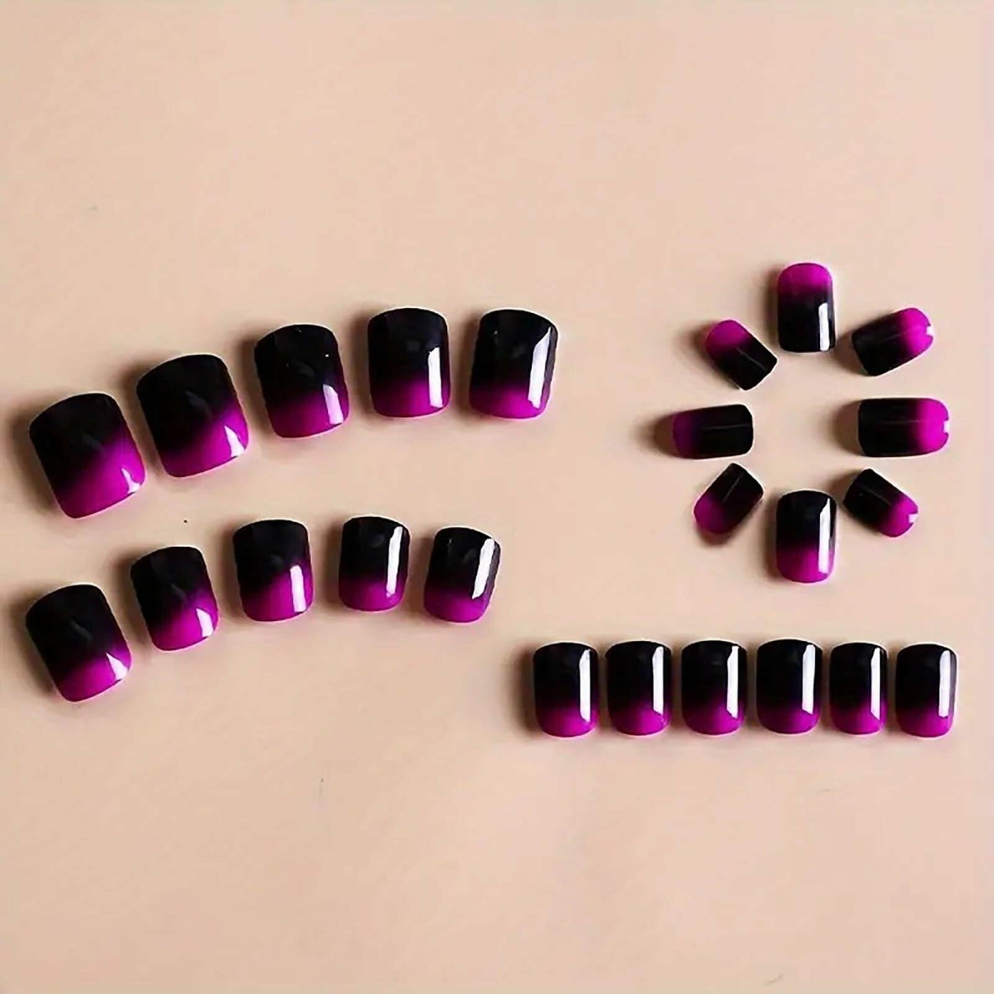 RTKHFZE French Tip Pink Long Square Press On Nails 24pcs Flower Rhinestones