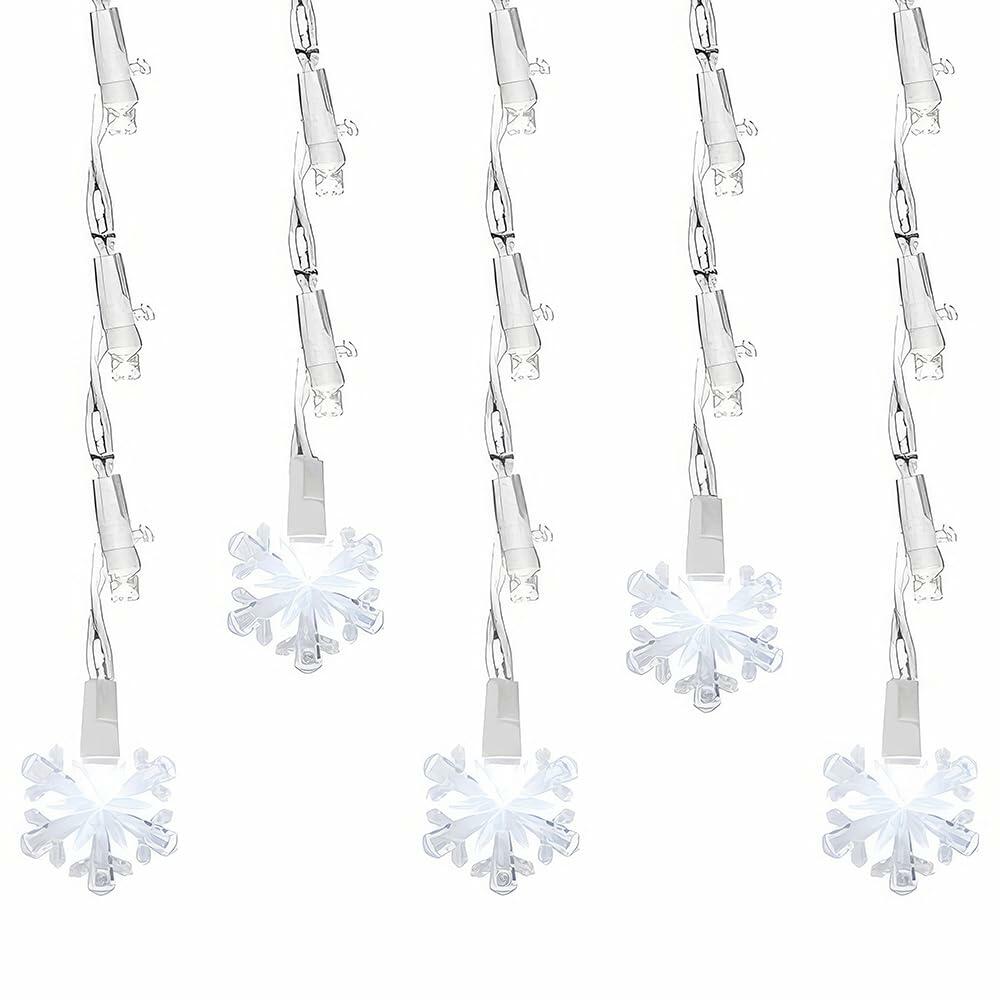 Brite Star Snowflake Icicle Light Set 60 Lights Pure White LED Christmas