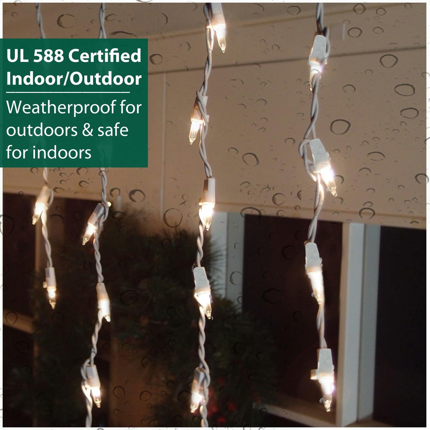 Brite Star Snowflake Icicle Light Set 60 Lights Pure White LED Christmas