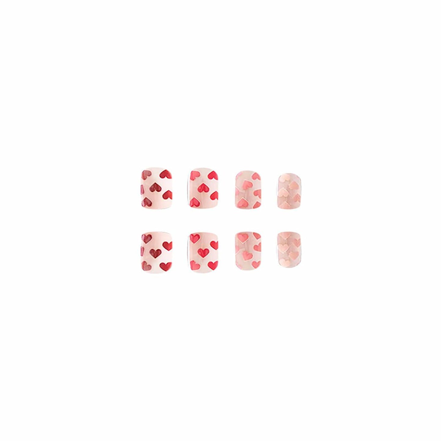 RIICFDD Heart Press On Nails Medium Square Glossy French Tip 72Pcs