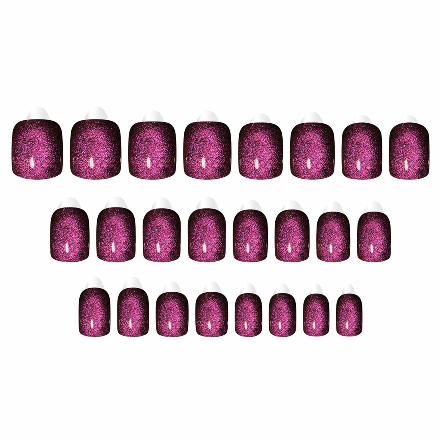 Purple Press On Nails Short Square Acrylic Cat Eye Color Changing 24 Pcs