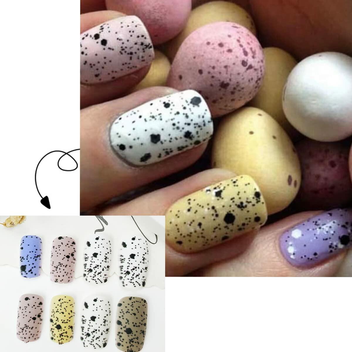 24Pcs Easter Acrylic Press On Nails Medium Daisy Floral Square False Nails