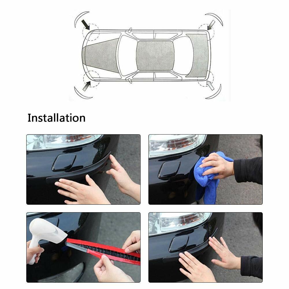 Bumper Protector 2Pcs Carbon Fiber Front Rear Guards Corner Black Sticker