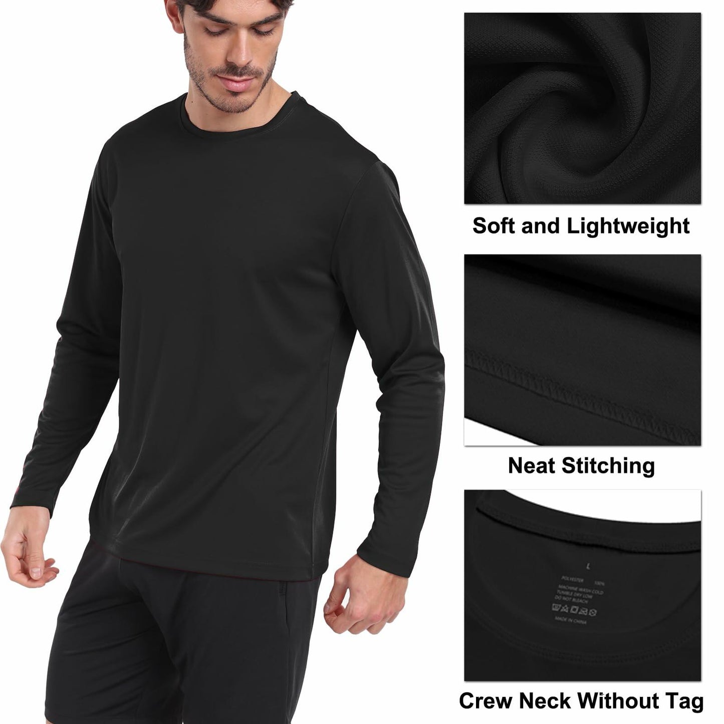 HovSiyla Men's Long Sleeve Moisture Wicking Running Shirt XL