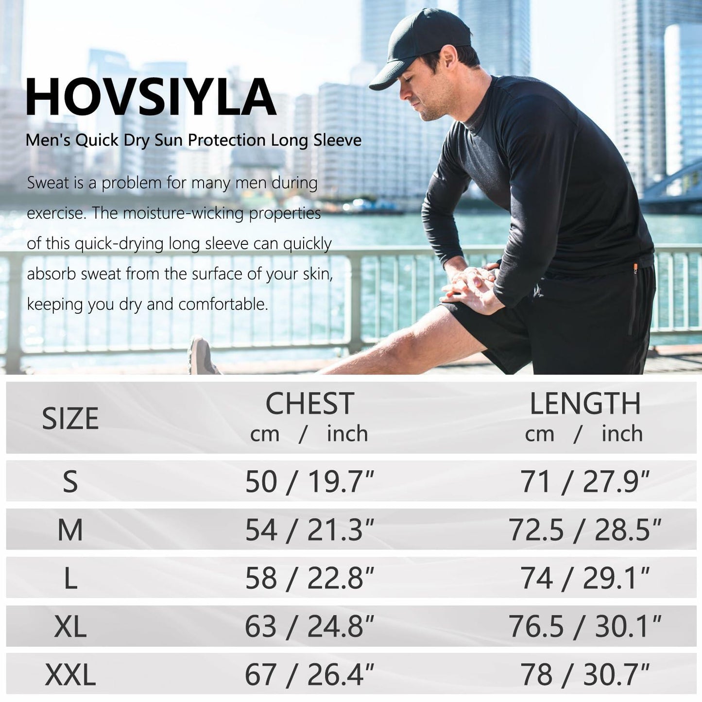 HovSiyla Men's Long Sleeve Moisture Wicking Running Shirt XL