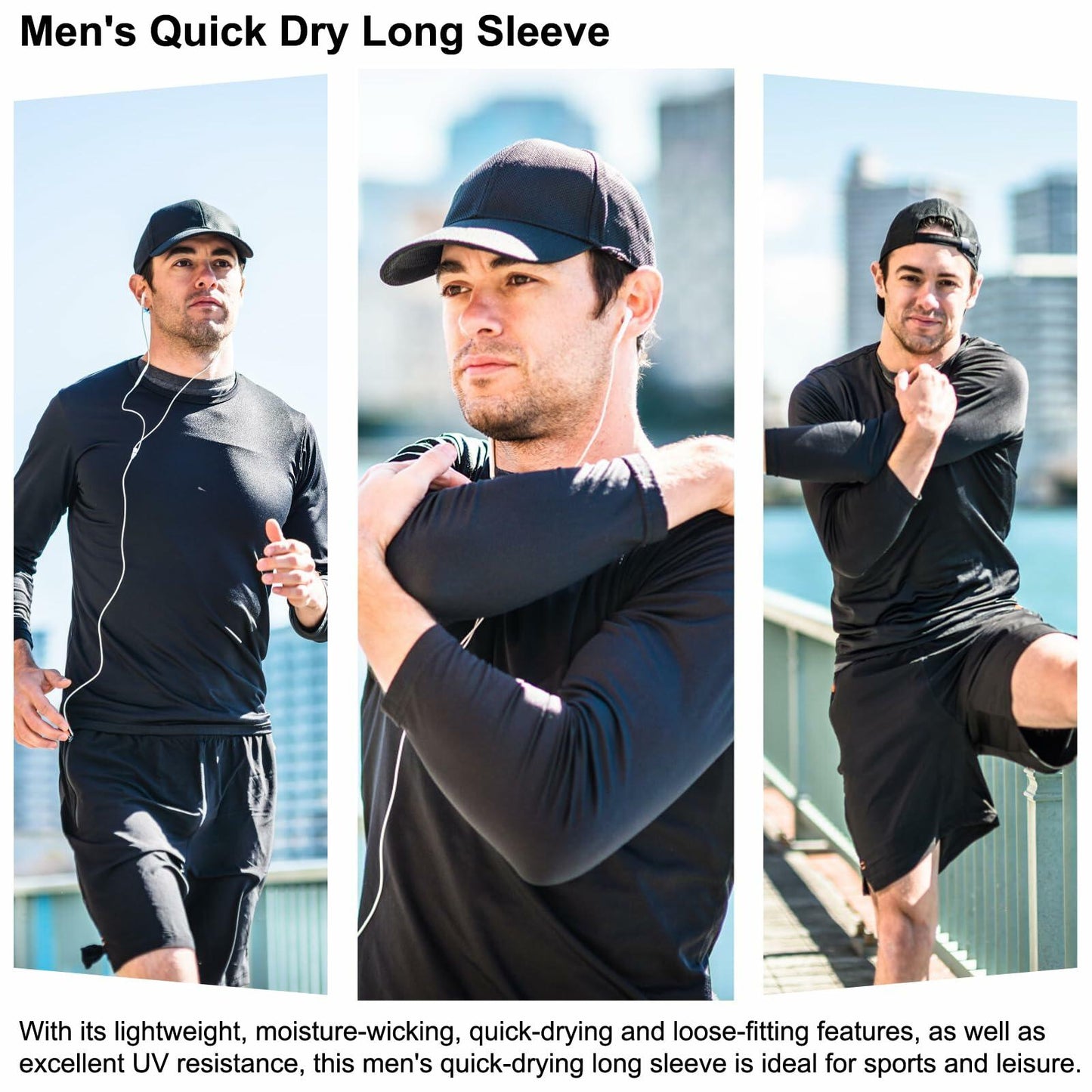 HovSiyla Men's Long Sleeve Moisture Wicking Running Shirt XL