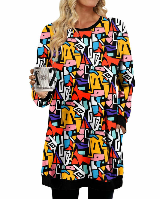 KISSMODA Women's Long Sleeve Tunic Top with Pockets Size Medium