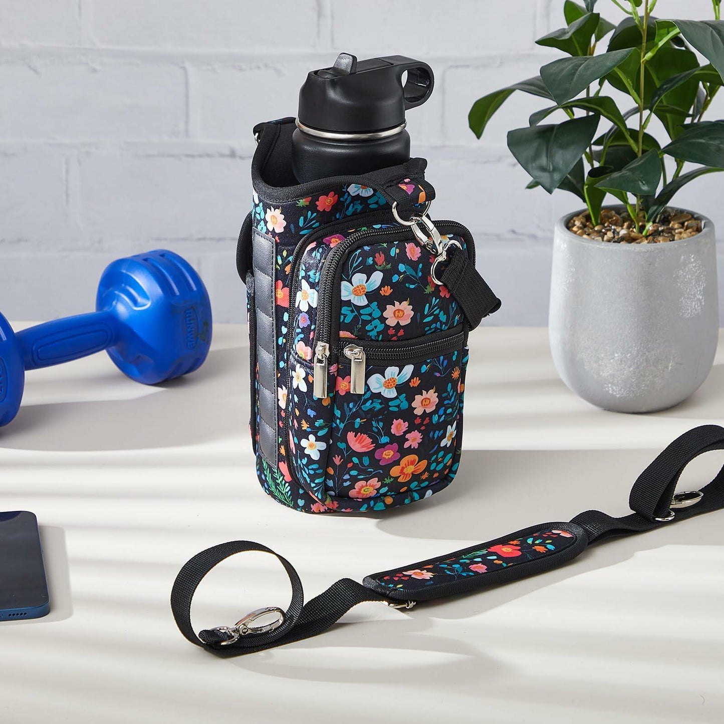 Domensi Magnetic Water Bottle Holder Carrier Bag with Phone Pocket Colorful