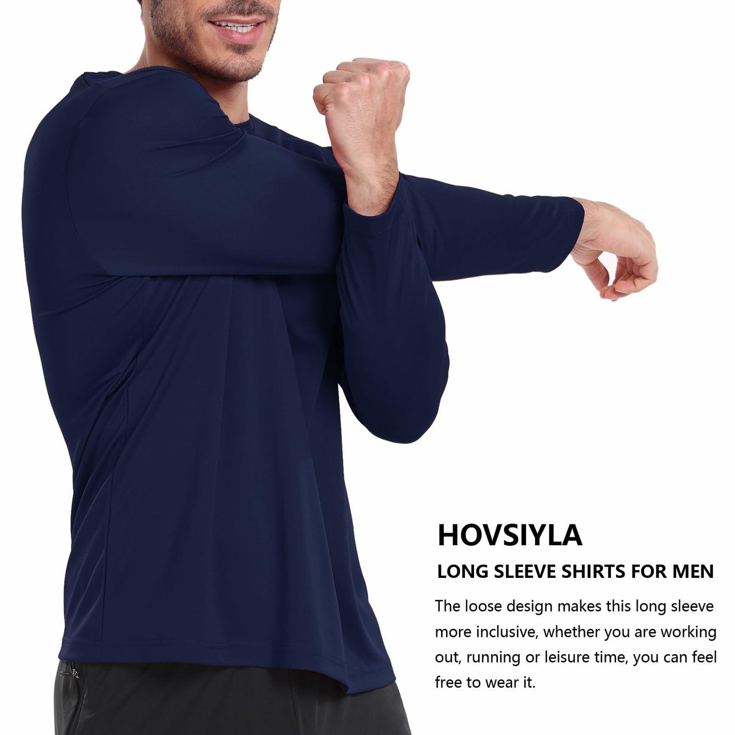 HovSiyla Men's Long Sleeve Moisture Wicking Running Shirt XL