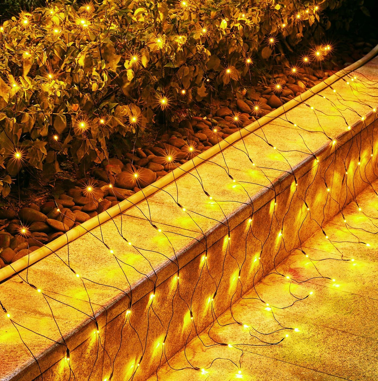 Brightown 360 LED Net String Lights 12FT Warm White Mesh for Bushes Decor