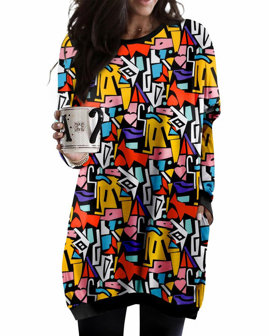 KISSMODA Women's Long Sleeve Tunic Top with Pockets Size Medium