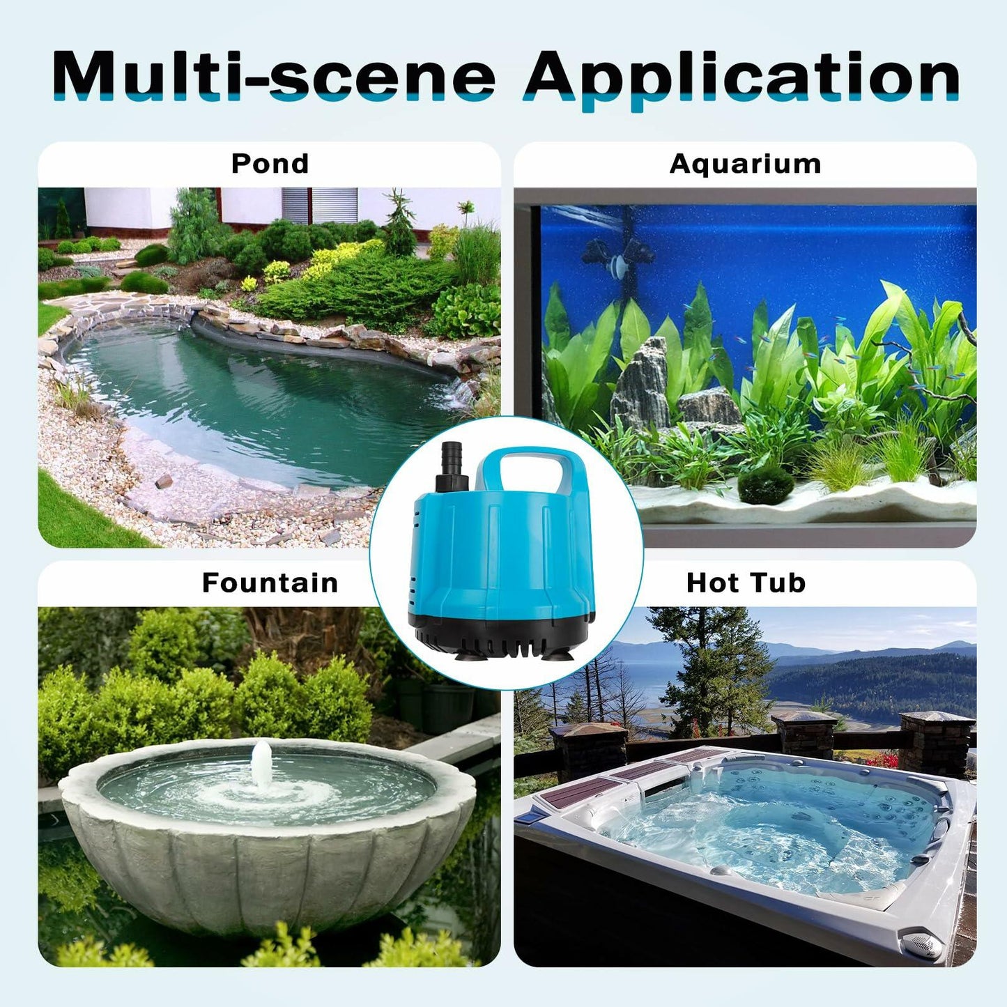 Submersible Water Pump 120W 1189GPH Quiet Aquarium Pond Fountain Pump