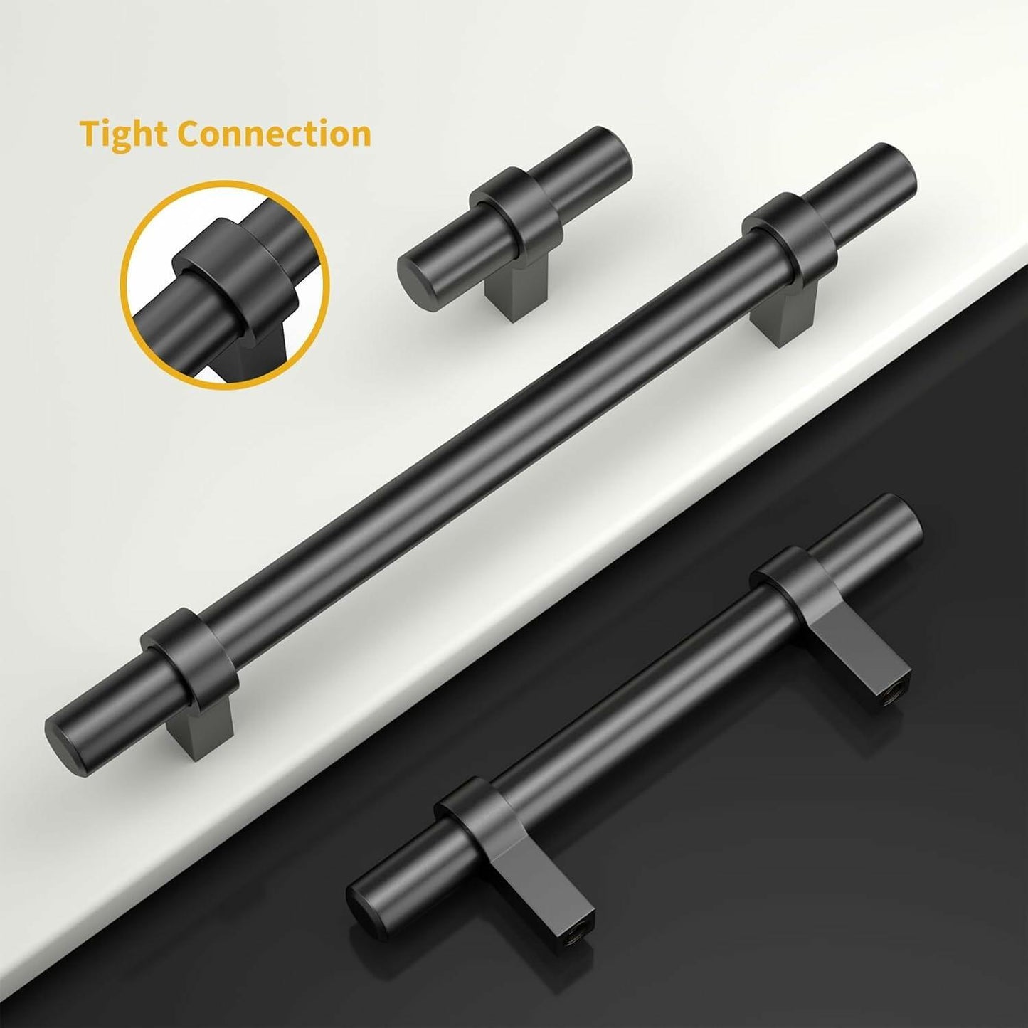 goldenwarm 6 Pack Black 5 Inch Cabinet Handles Stainless Steel Zinc Alloy