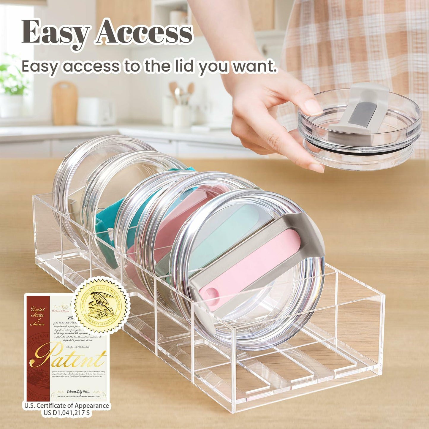 Gracenal Acrylic Tumbler Lid Organizer for Stanley 40oz Yeti Lids Clear