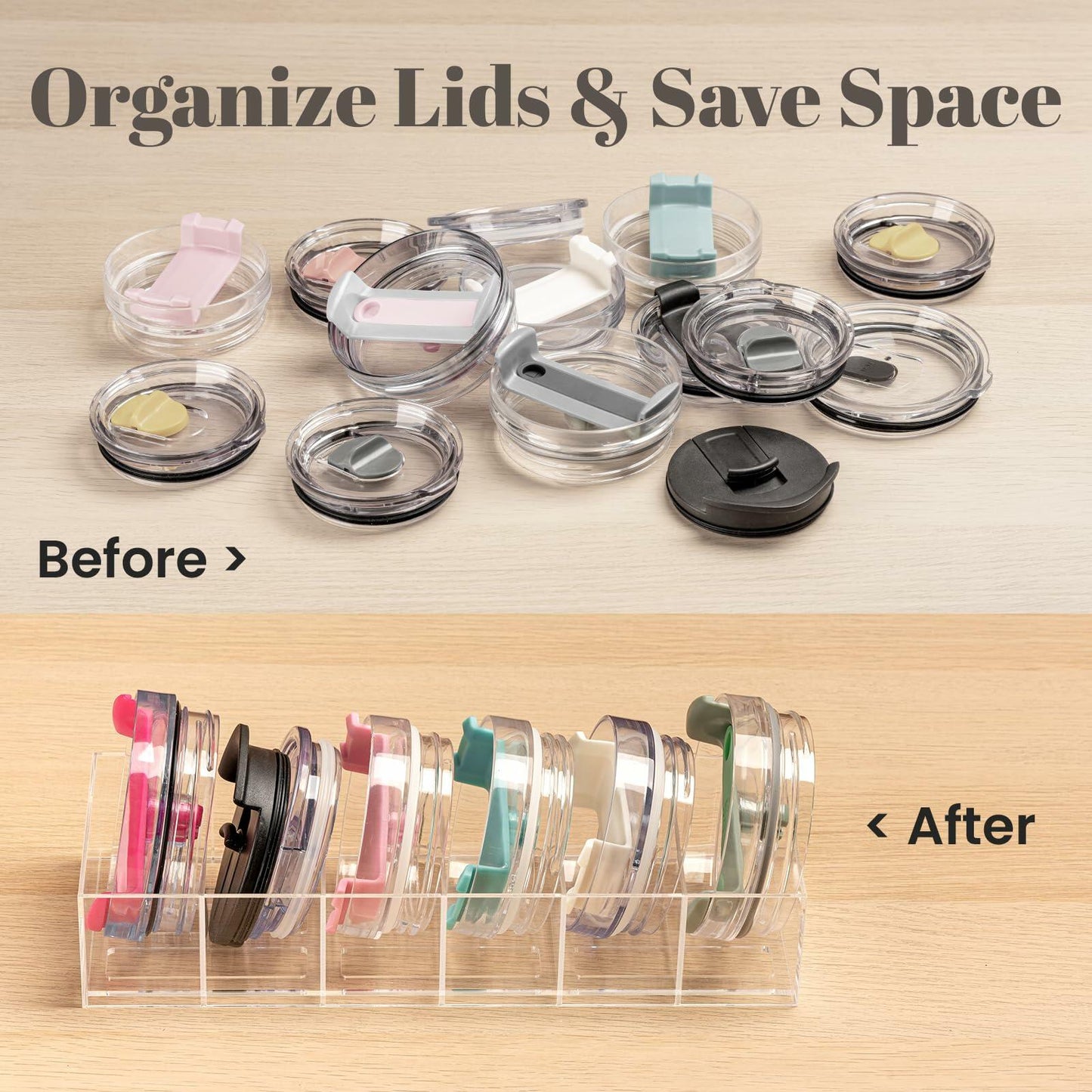 Gracenal Acrylic Tumbler Lid Organizer for Stanley 40oz Yeti Lids Clear