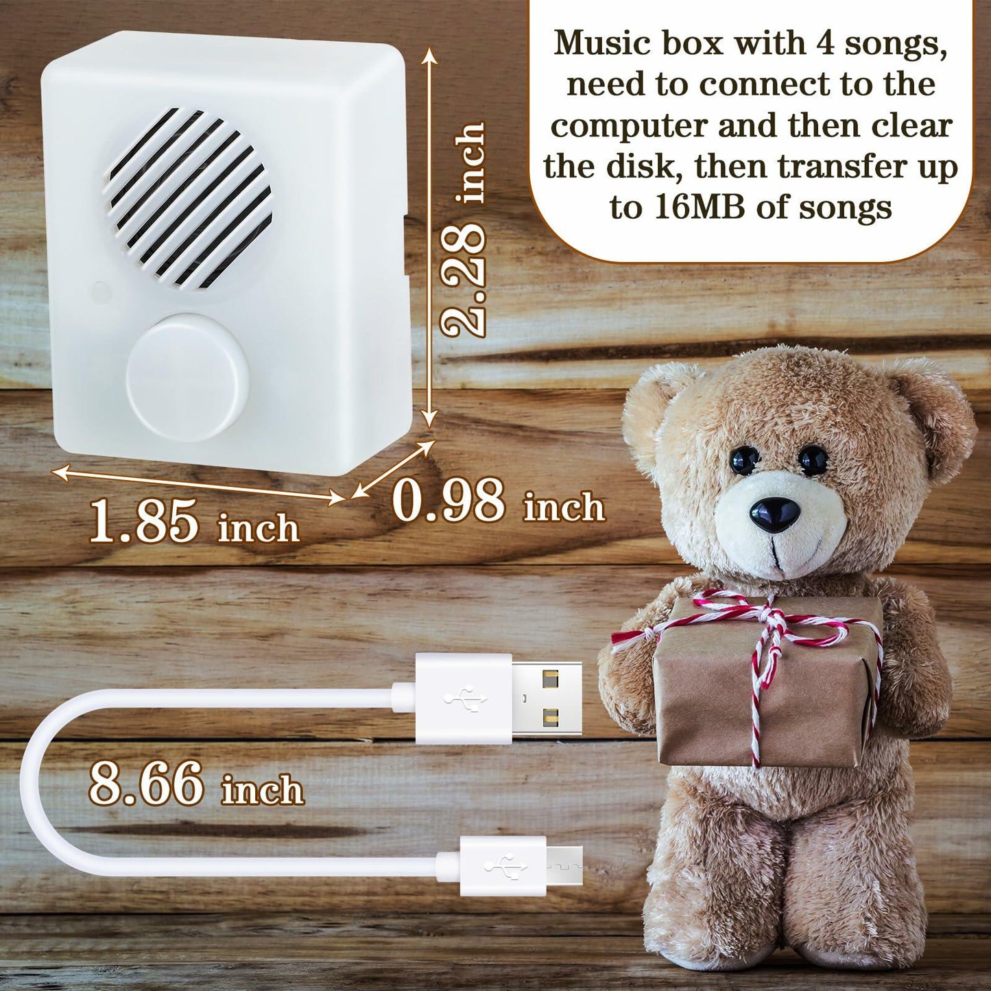 Enhon 960 Sec Voice Recorder for Stuffed Animal USB Audio Device 16M Record