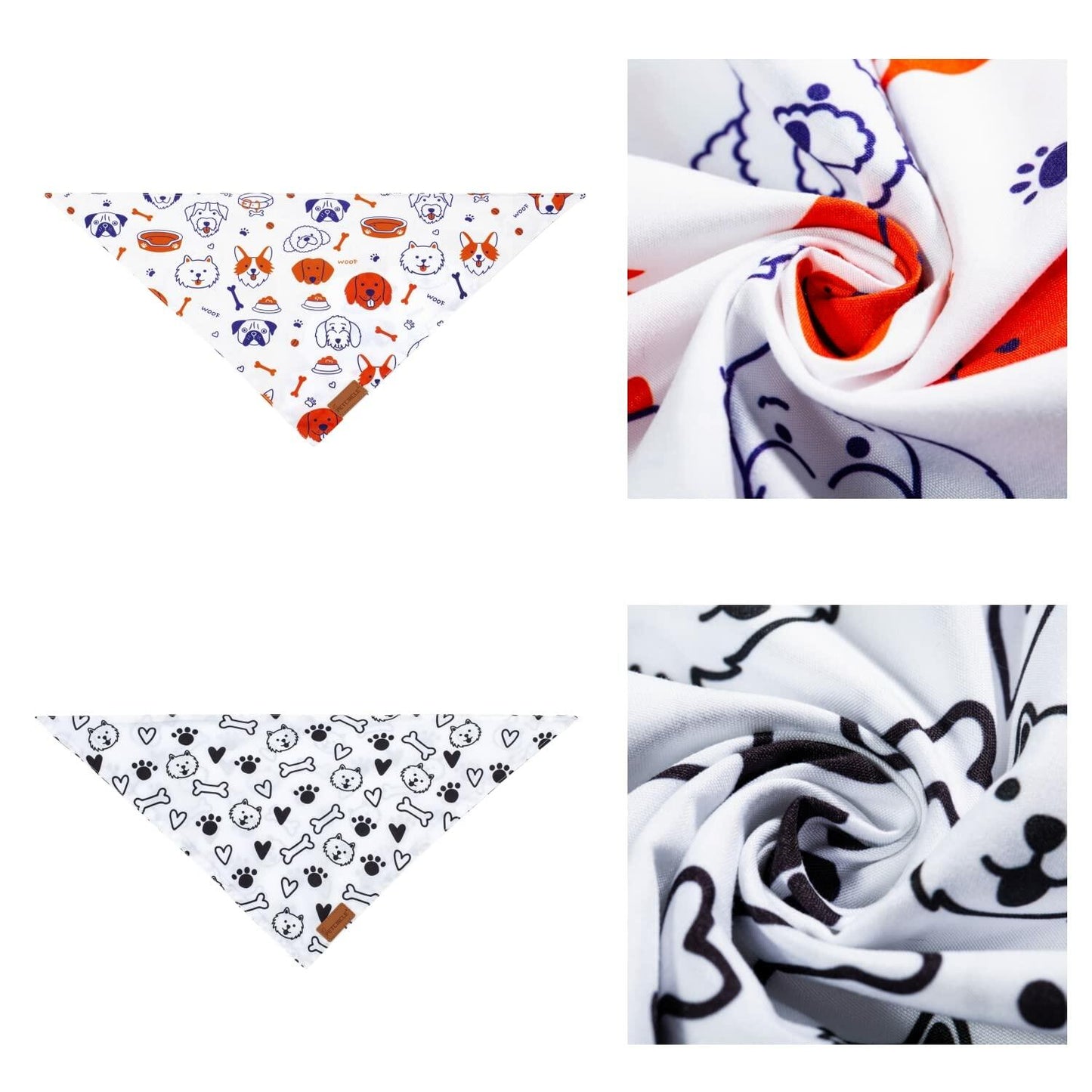 2 Pack Dog Bandanas – White Cute Birthday Pet Scarf for Dogs & Cats, XL