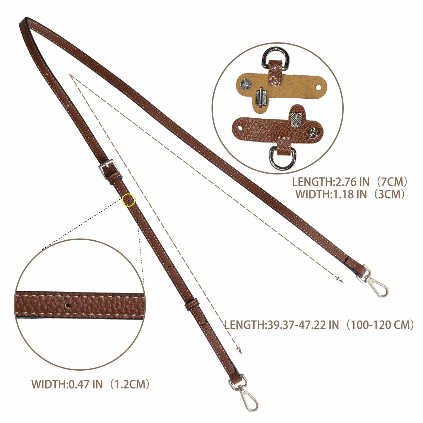 XKE-X Adjustable Leather Purse Strap Kit Brown Handbag Crossbody