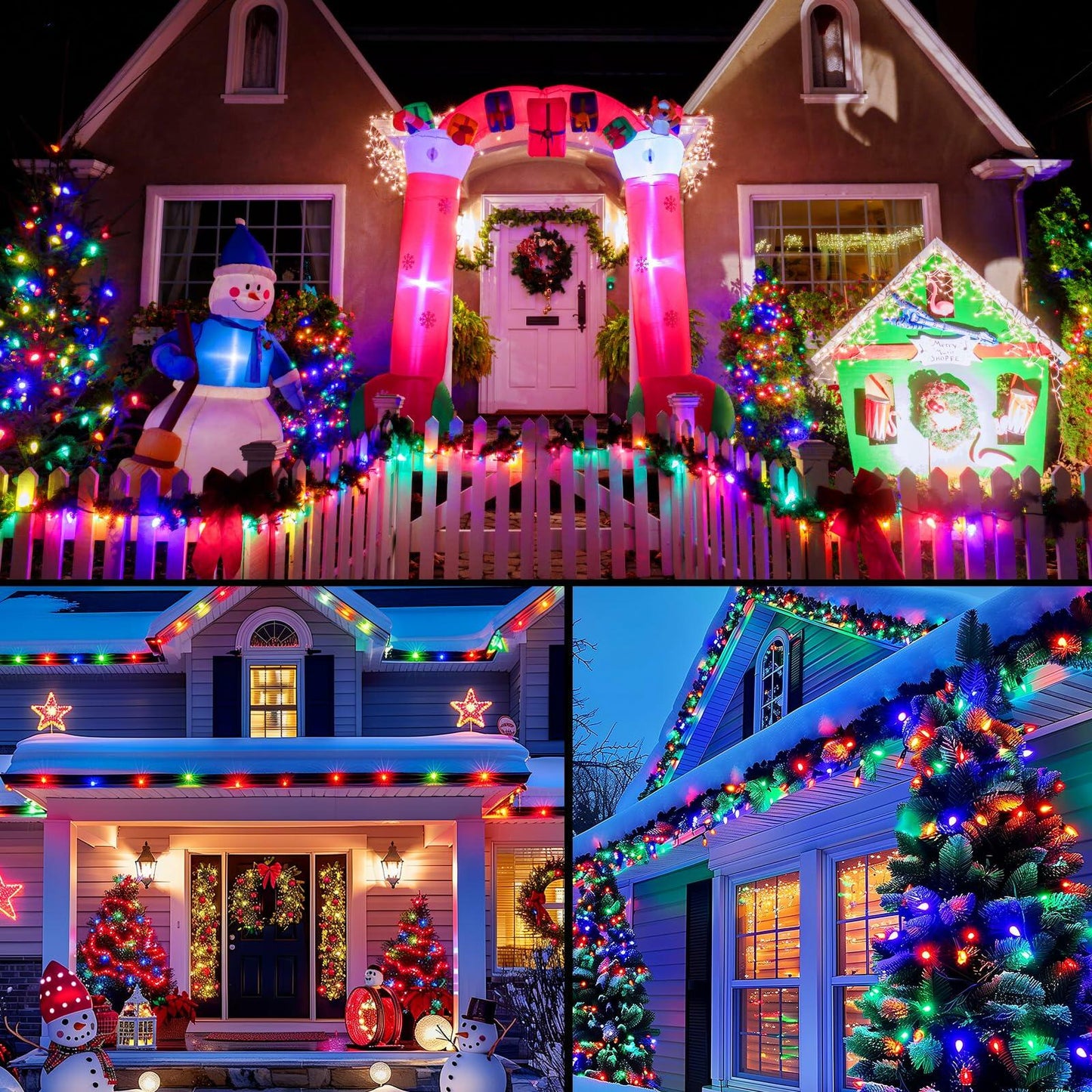Brightown 2 Pack C9 Christmas Lights 200 LED 162FT Multicolor Timer 8 Modes
