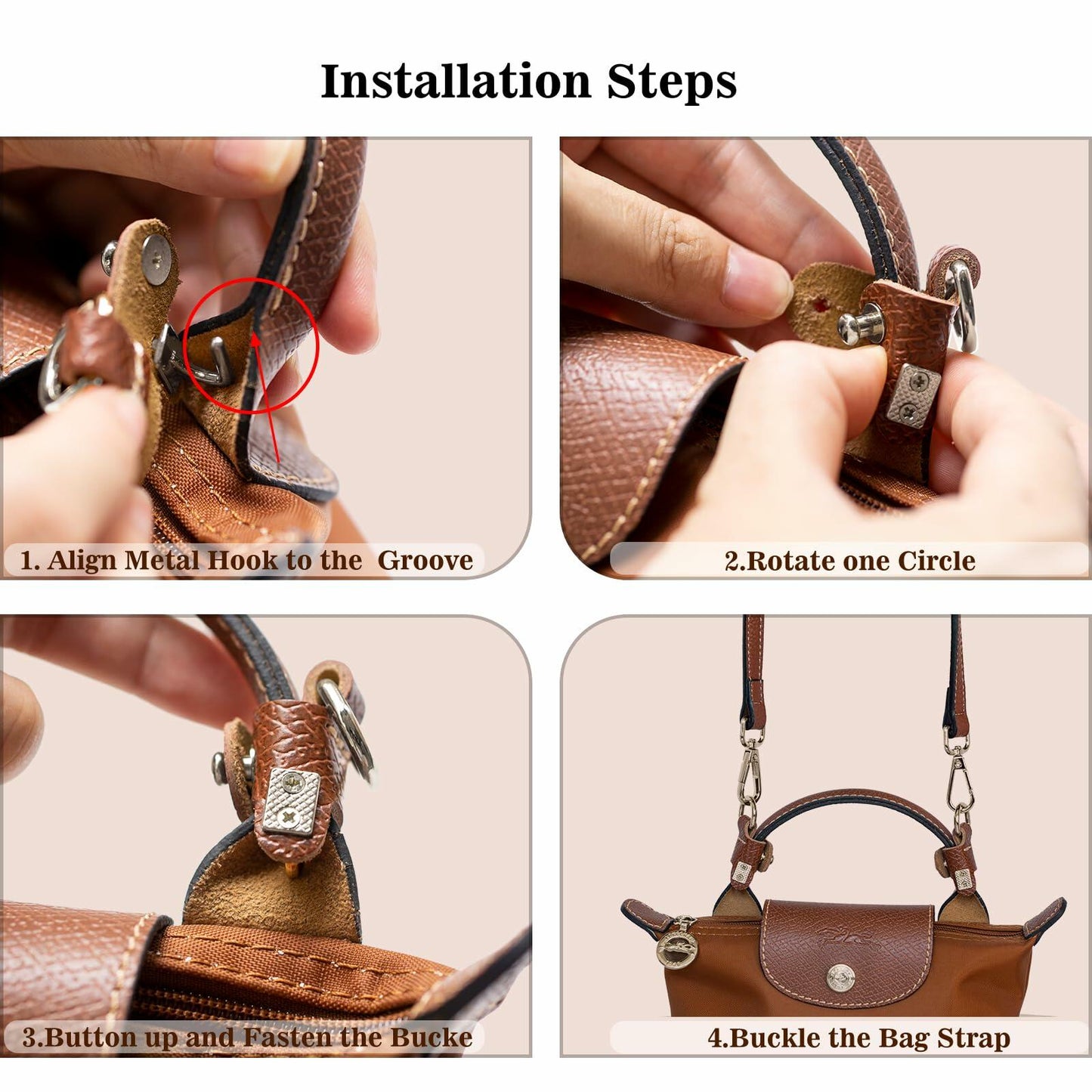 XKE-X Adjustable Leather Purse Strap Kit Brown Handbag Crossbody