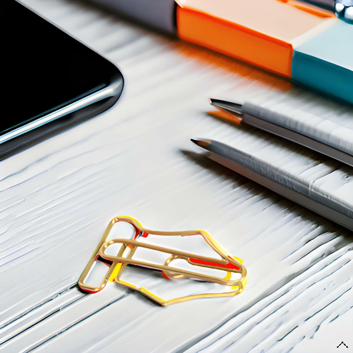 FUZHUI Paper Clips 100 Pcs Large Gold Plastic Covered Iron Pen-Shaped