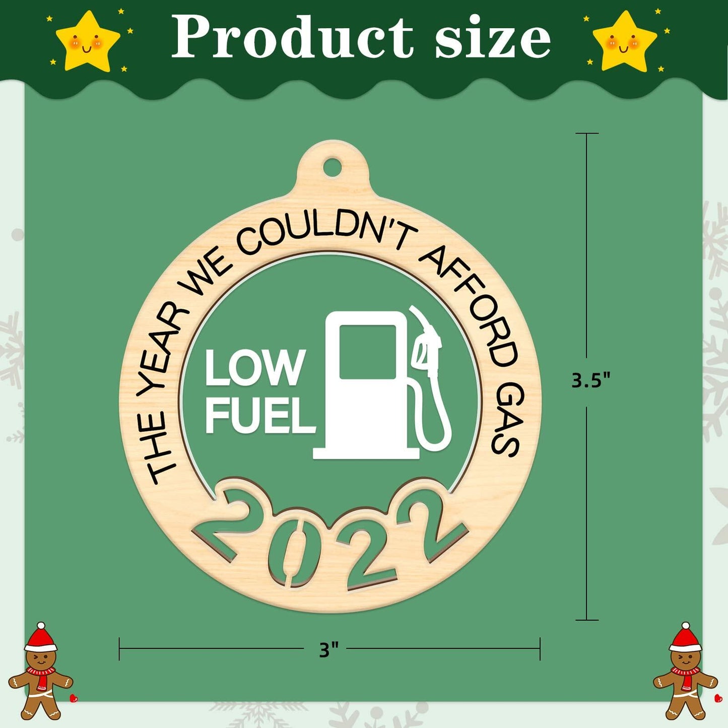 D4DREAM 2022 Funny Gas Christmas Tree Ornament Wooden Holiday Decor