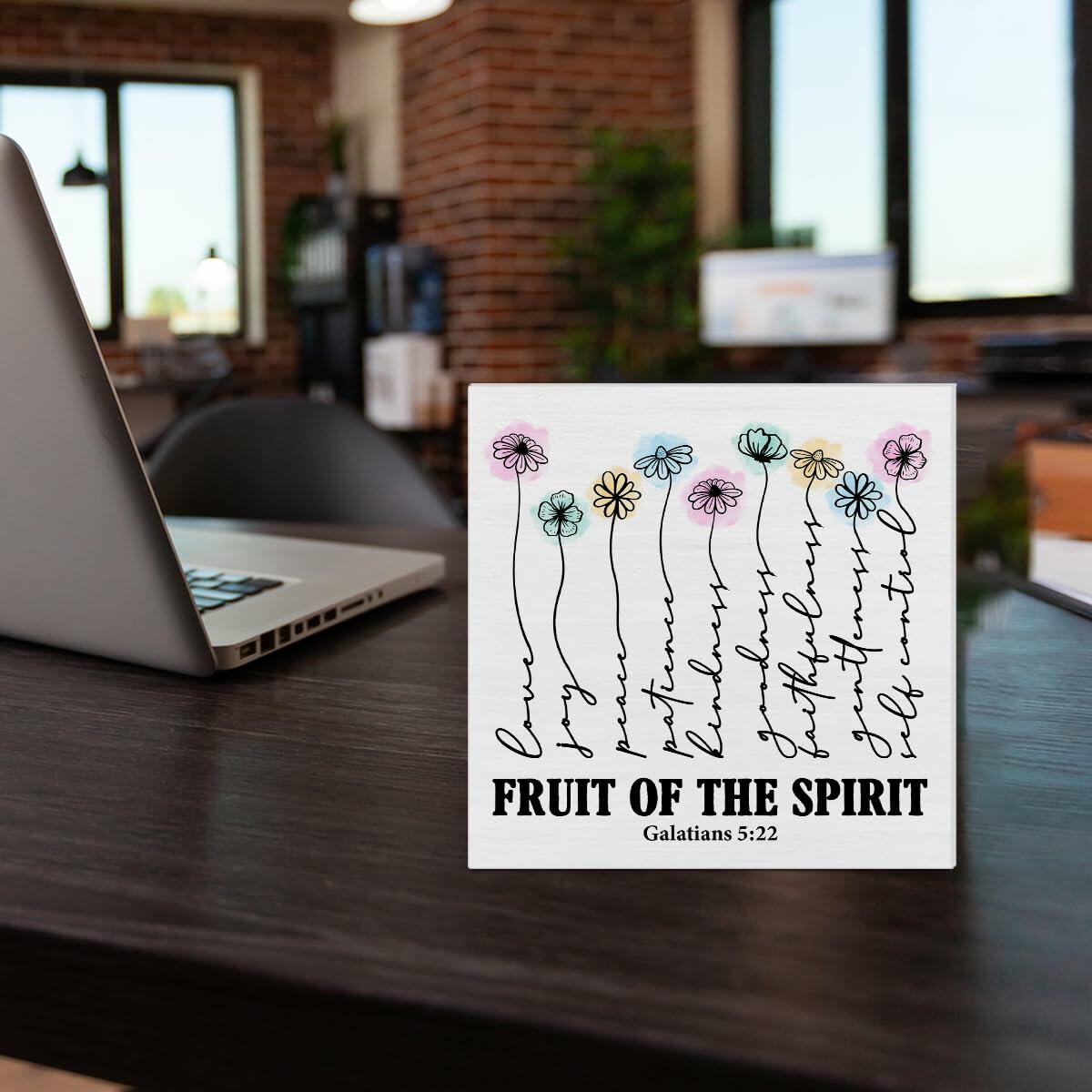 Bible Verse Wooden Box Sign Christian Home Decor Galatians 5:22 5x5