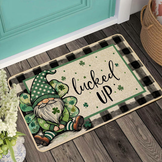 Baccessor St Patrick's Day Doormat 17x29 Buffalo Plaid Green Shamrock