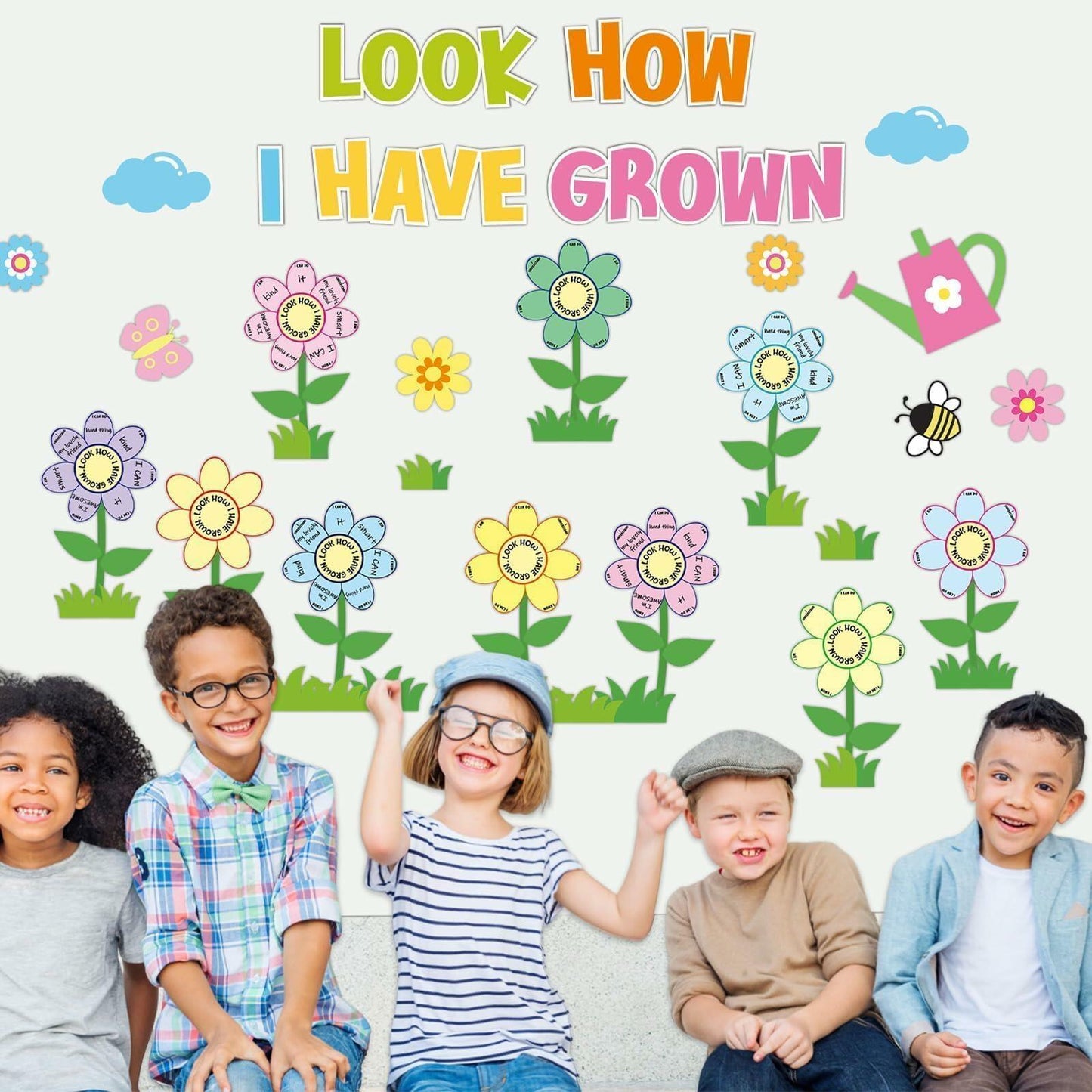 182PCS Spring Bulletin Board Decorations Set Flowers Floral Classroom Decor