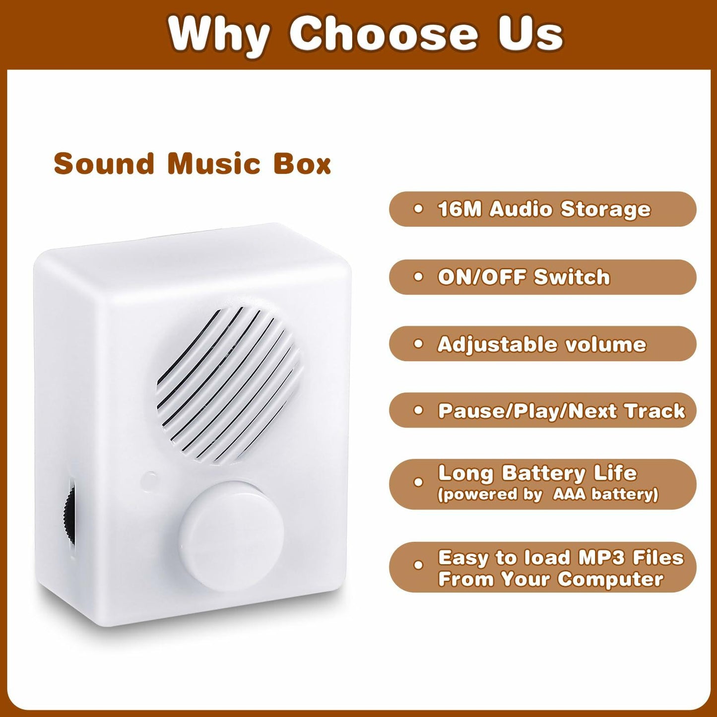 Enhon 960 Sec Voice Recorder for Stuffed Animal USB Audio Device 16M Record
