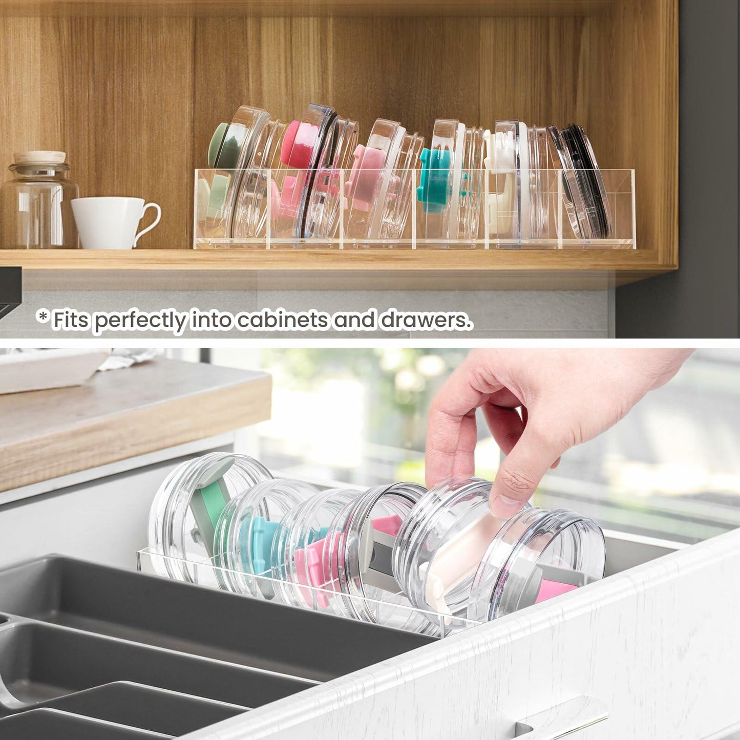 Gracenal Acrylic Tumbler Lid Organizer for Stanley 40oz Yeti Lids Clear