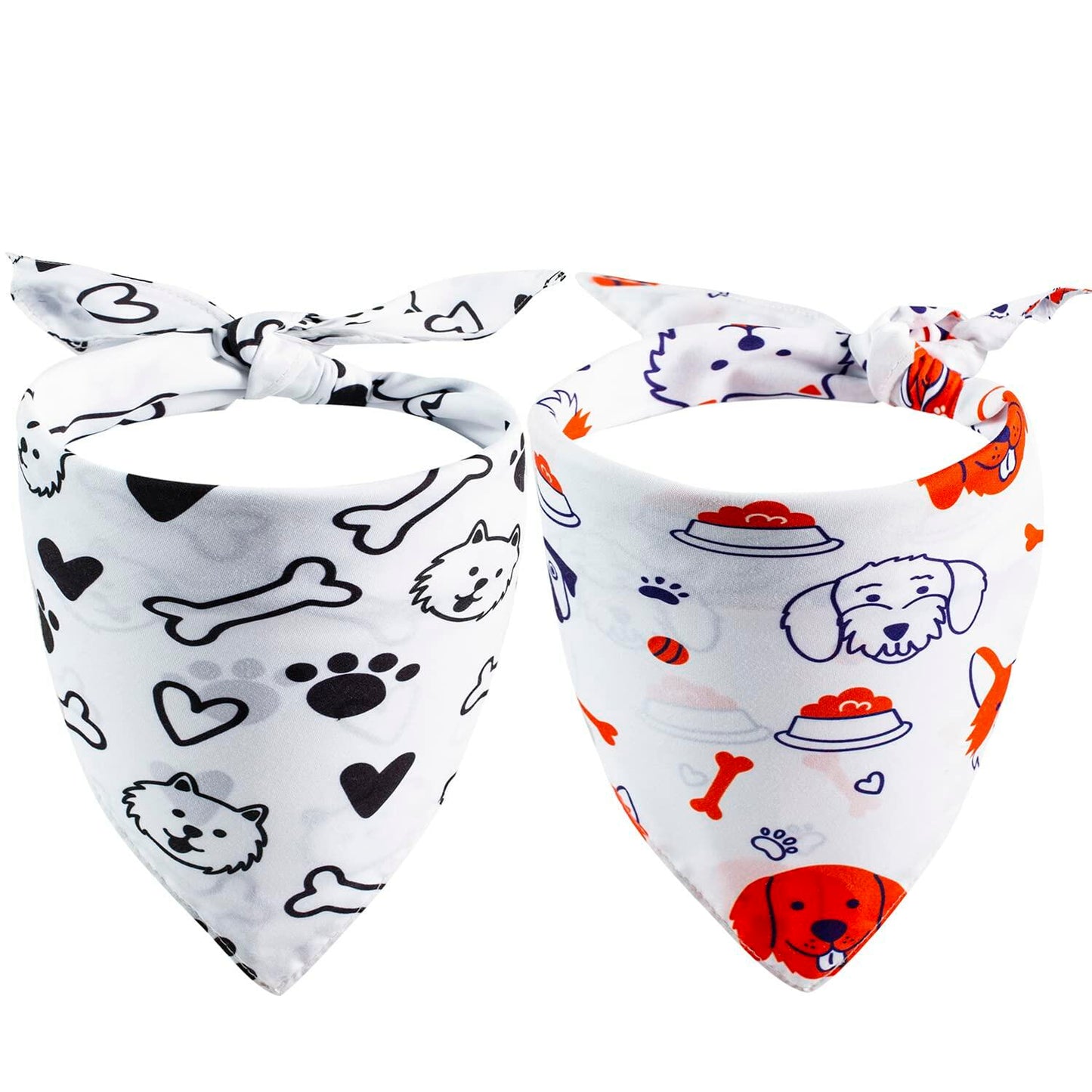 2 Pack Dog Bandanas – White Cute Birthday Pet Scarf for Dogs & Cats, XL