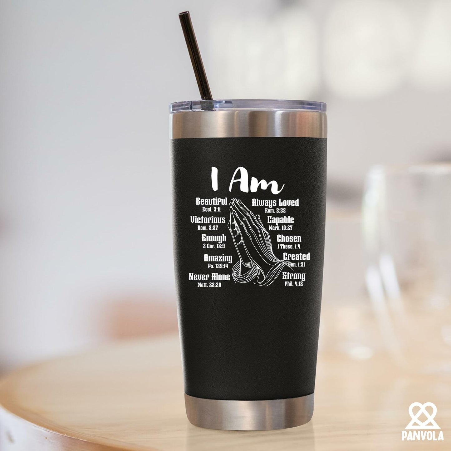 Panvola Vacuum Insulated Tumbler Stainless Steel 20oz Black