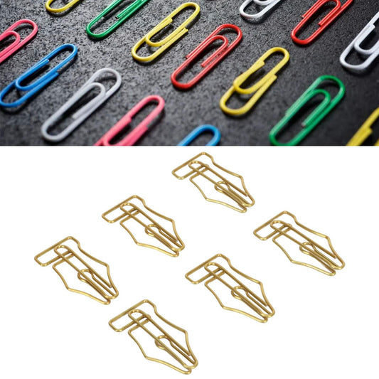 FUZHUI Paper Clips 100 Pcs Large Gold Plastic Covered Iron Pen-Shaped