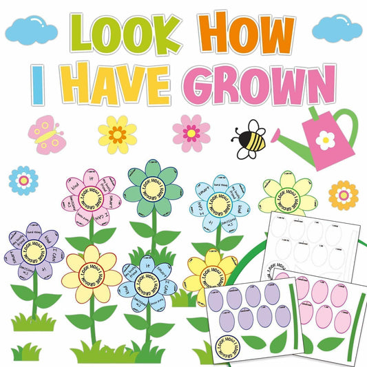 182PCS Spring Bulletin Board Decorations Set Flowers Floral Classroom Decor