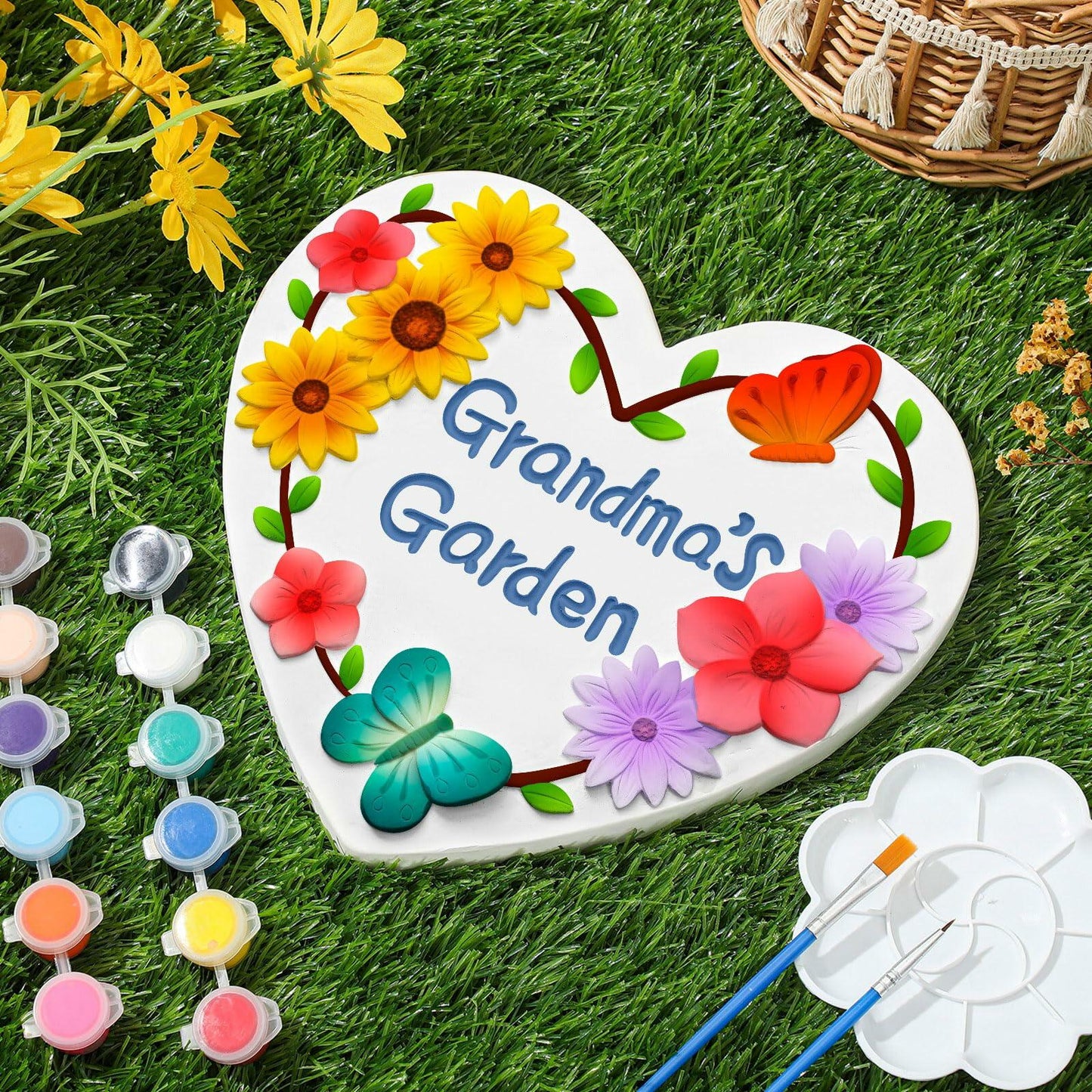 Juexica Grandma's Garden Stepping Stone DIY Paint Kit 10.4 Inch
