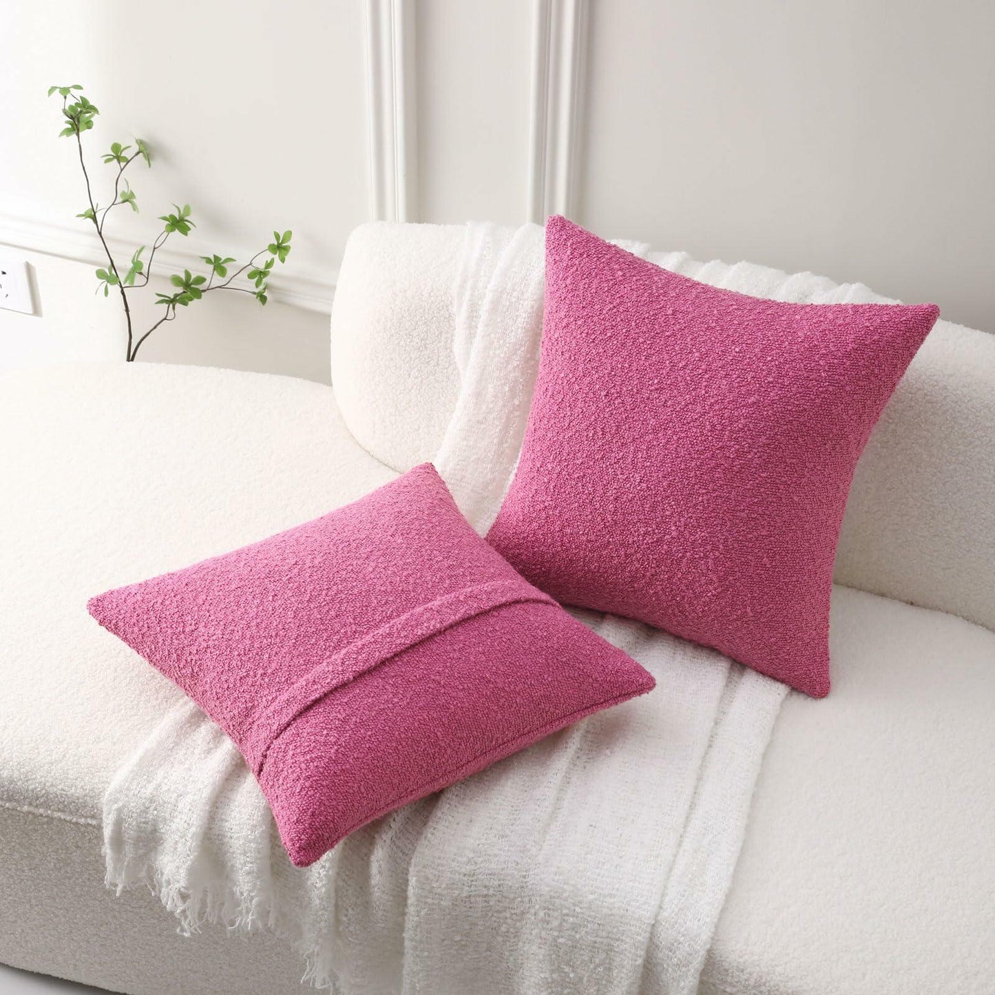 FUTEI Hot Pink Decorative Throw Pillow Covers 20x20 Inch Pack of 2 Cozy