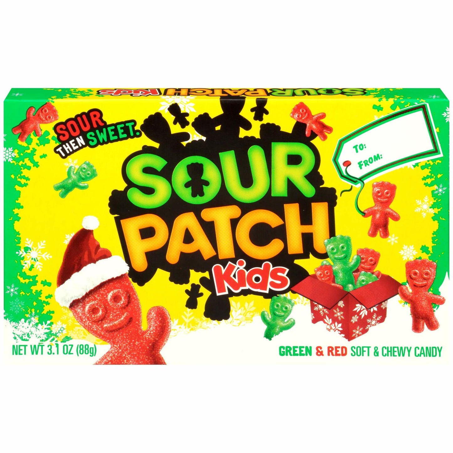 Sour Patch Kids Green & Red Christmas Holiday Gummy Candy Gift Box 3.1oz