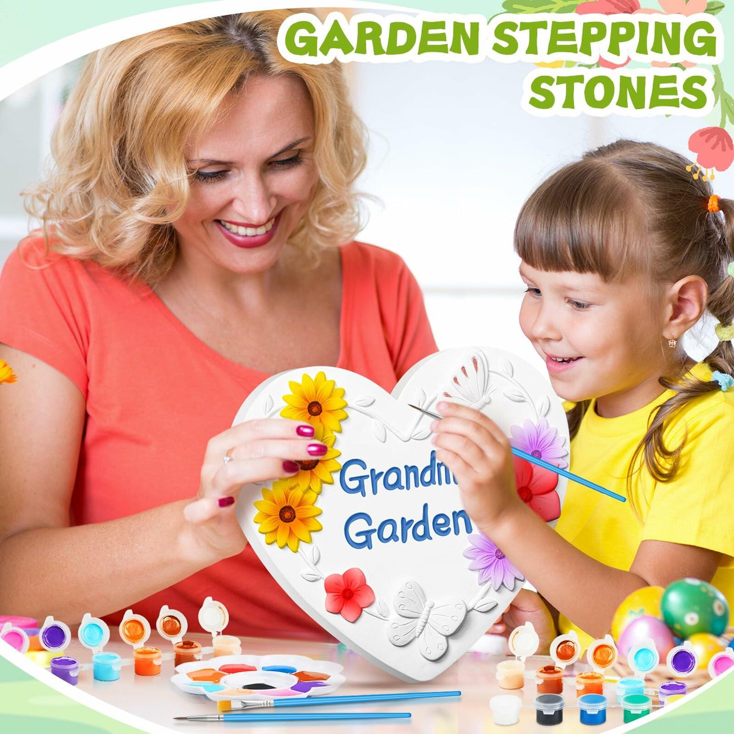 Juexica Grandma's Garden Stepping Stone DIY Paint Kit 10.4 Inch