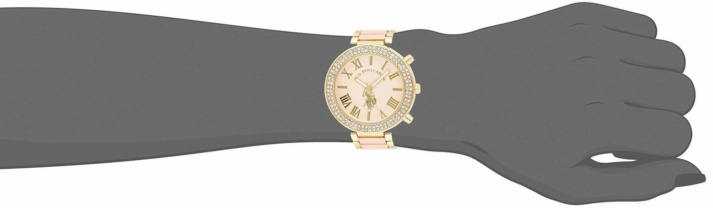 U.S. Polo Assn. Women's USC40063 Gold-Tone Pink Bracelet Watch