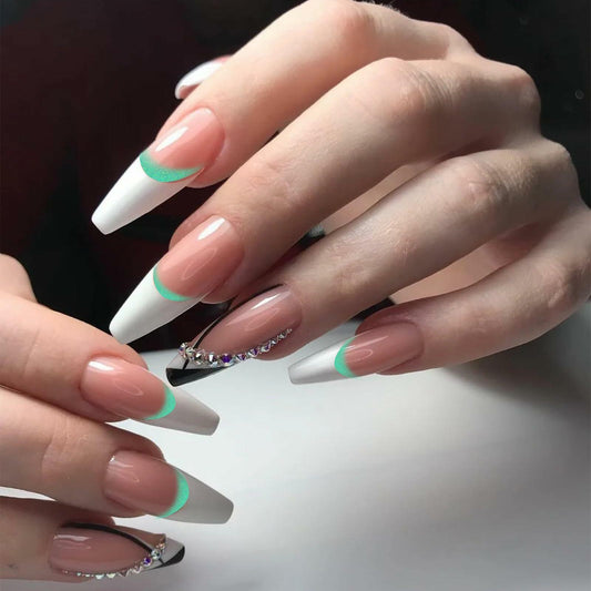 Lnngub Nail Art Stickers French Gradient Stripes White 12 Sheets