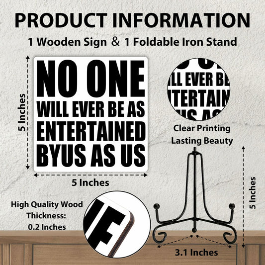 Funny Desk Decor Entertained By Us Sign Home Office Shelf 5x5 Inches