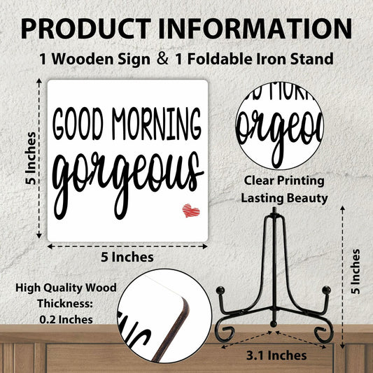 Farmhouse Good Morning Gorgeous Sign Bathroom Decor 5x5 Inches