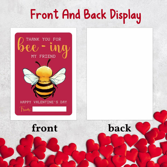 Classroom Valentine's Day Cards Bee Design 5x3.5in 30 Pack Gender Neutral