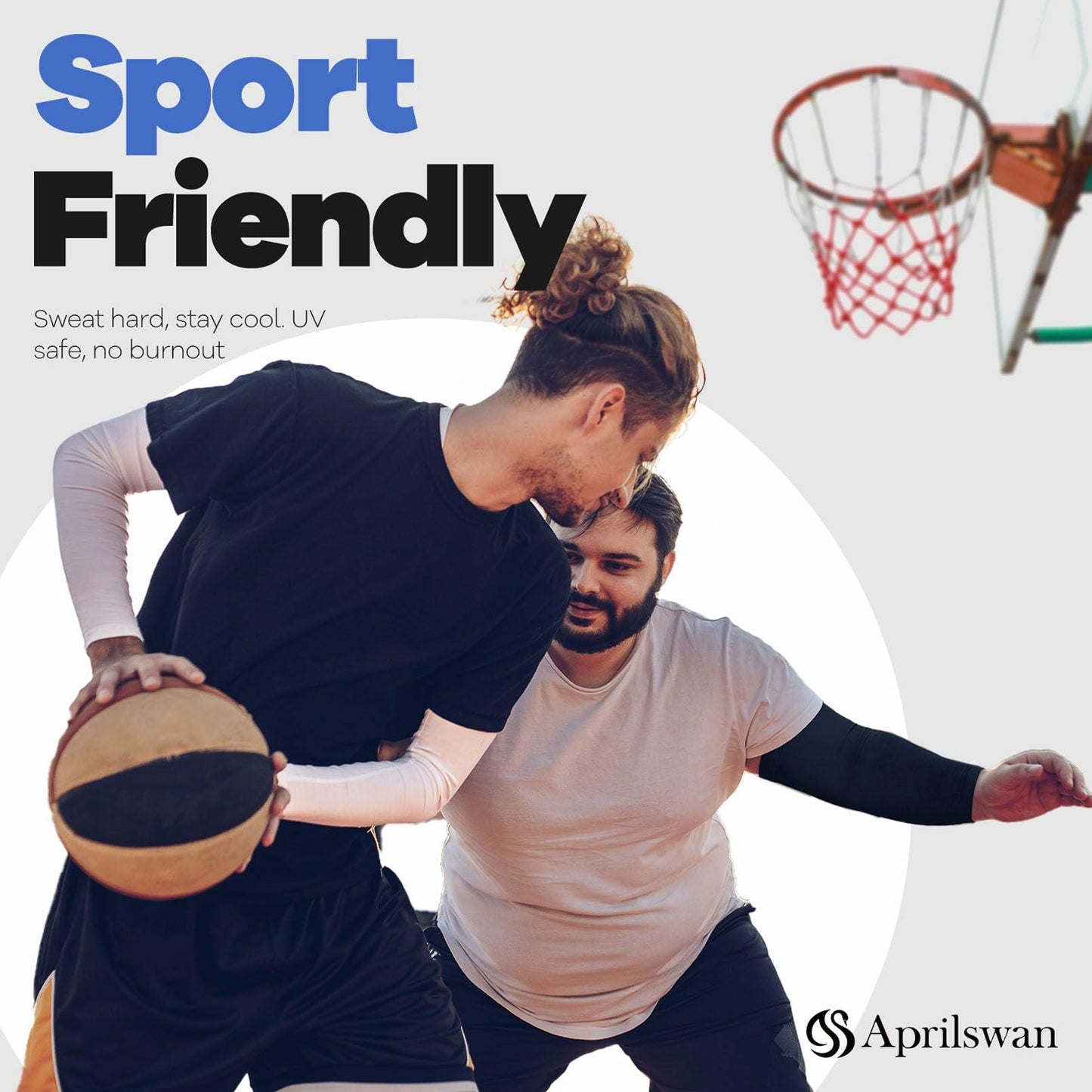 Aprilswan UV Sun Protection Arm Sleeves Non Slip Compression Black 1 Pair