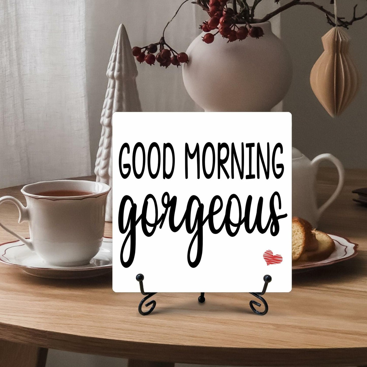 Farmhouse Good Morning Gorgeous Sign Bathroom Decor 5x5 Inches